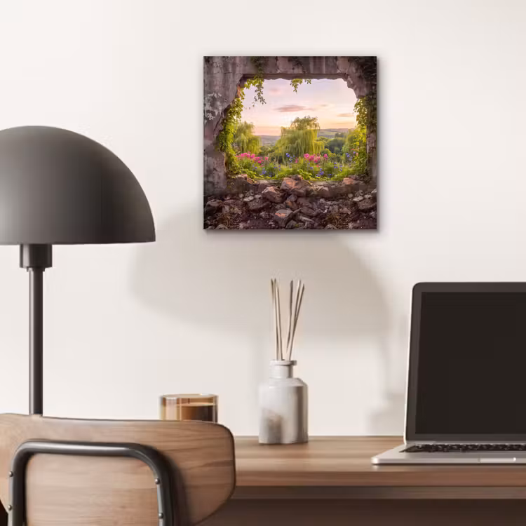 Alu-Dibond-Bild - Mauer – Natur – Blumen — 6