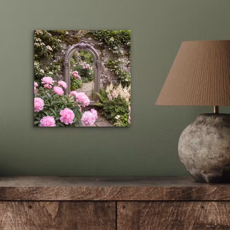 Alu-Dibond-Bild - Spiegel – Garten – Blumen — 3