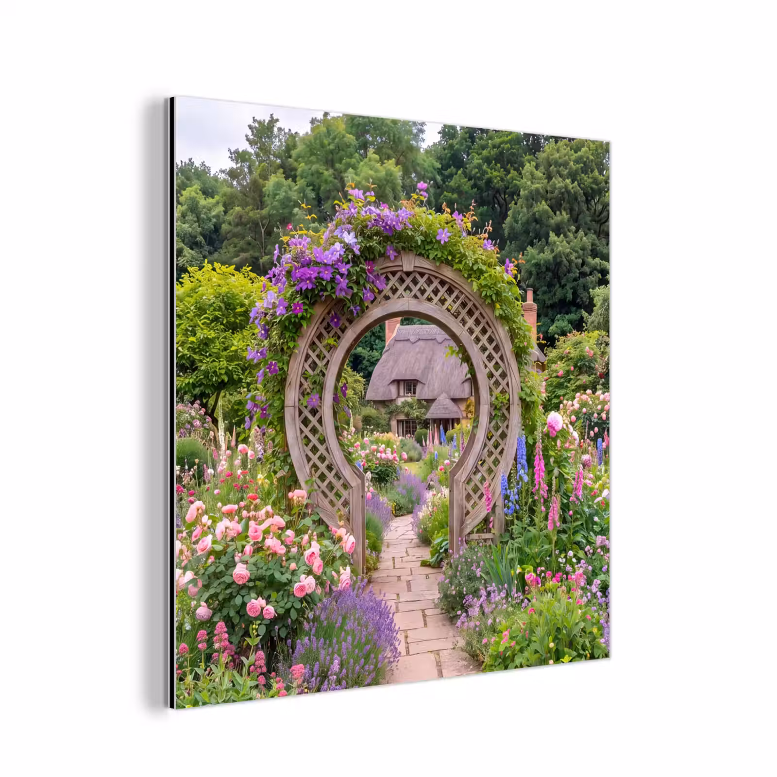 Alu-Dibond-Bild - Garten – Bogen – Blumen — 1
