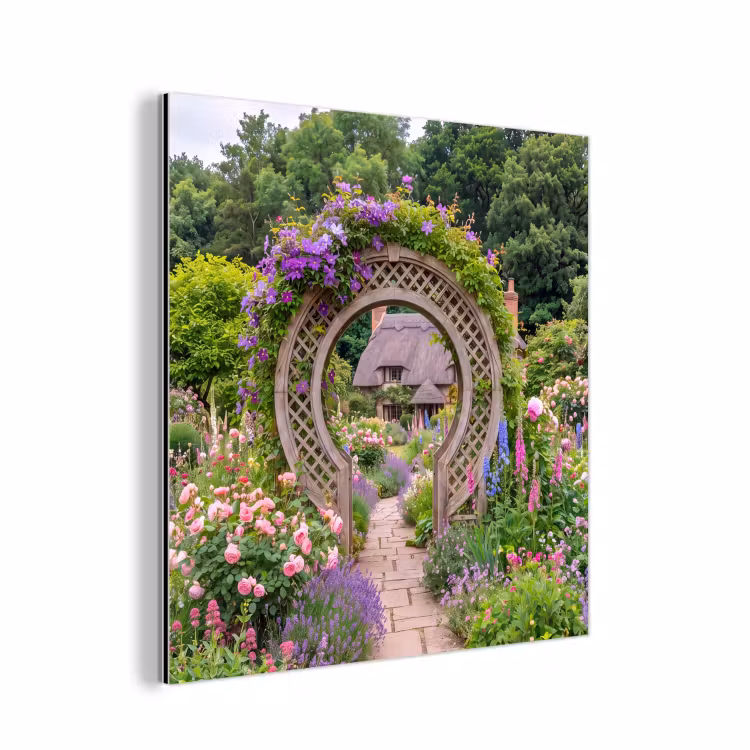 Alu-Dibond-Bild - Garten – Bogen – Blumen — 1