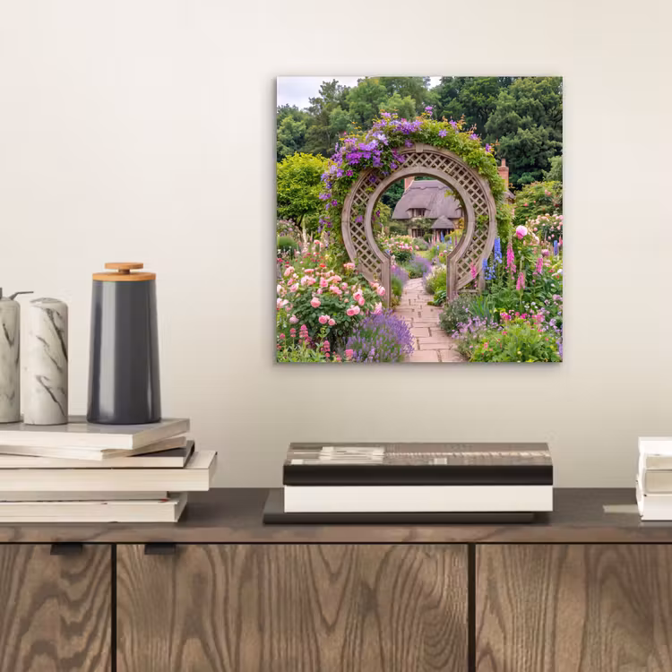 Alu-Dibond-Bild - Garten – Bogen – Blumen — 2