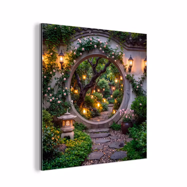 Alu-Dibond-Bild - Tor – Garten – Beleuchtung — 1