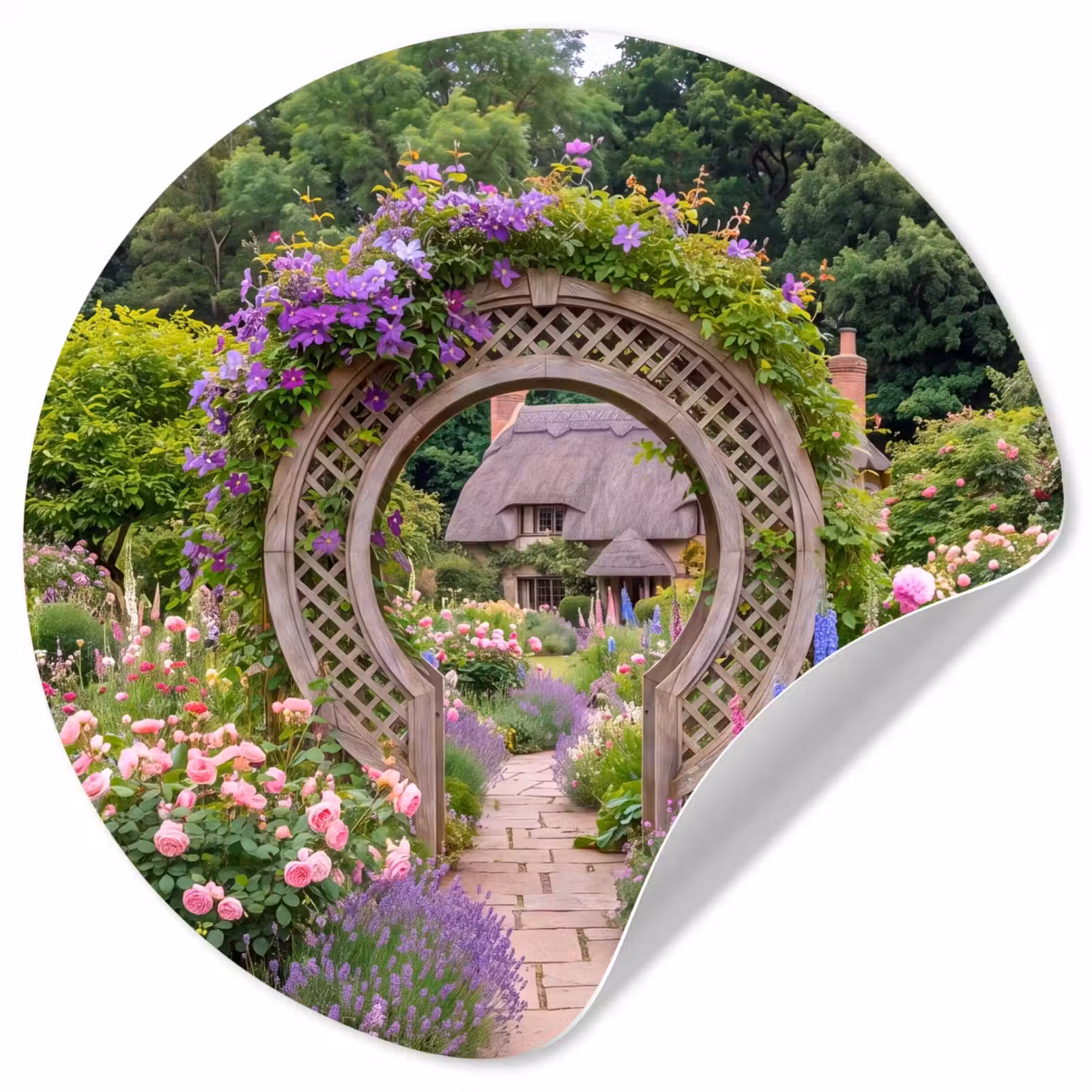 Runde Tapete - Garten – Bogen – Blumen — 1