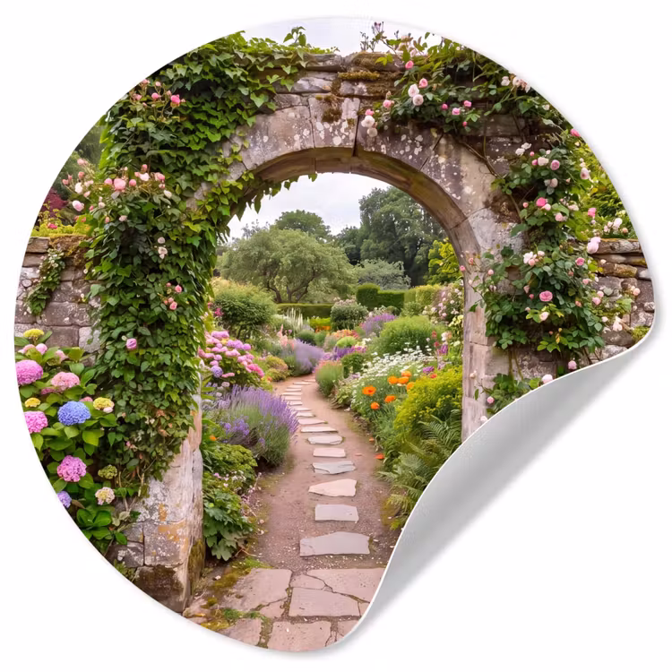Runde Tapete - Garten – Blumen – Weg — 1
