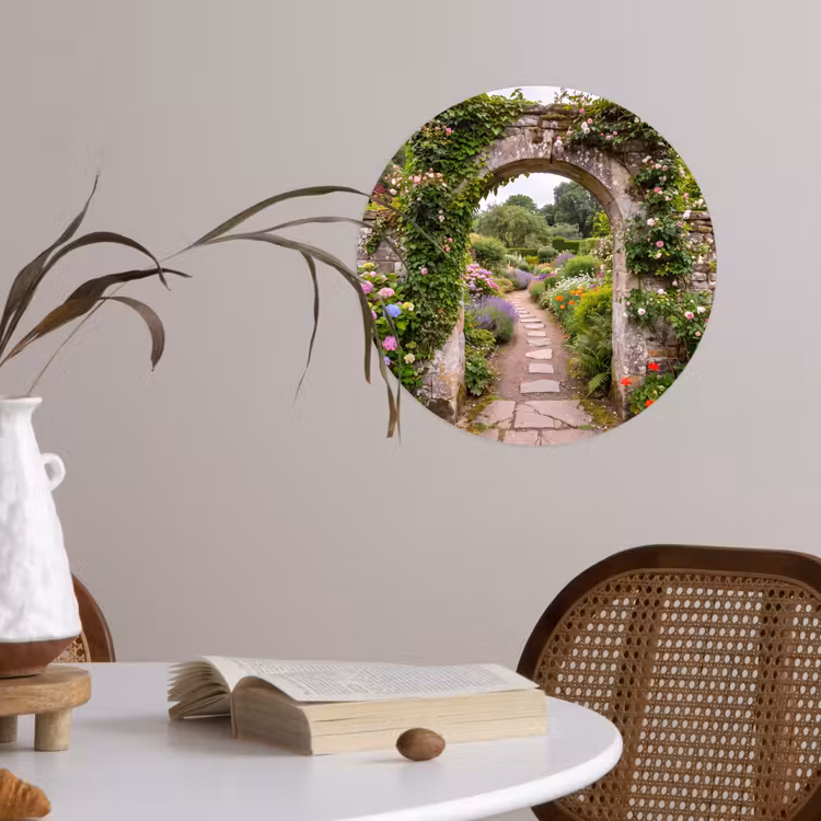 Runde Tapete - Garten – Blumen – Weg — 4