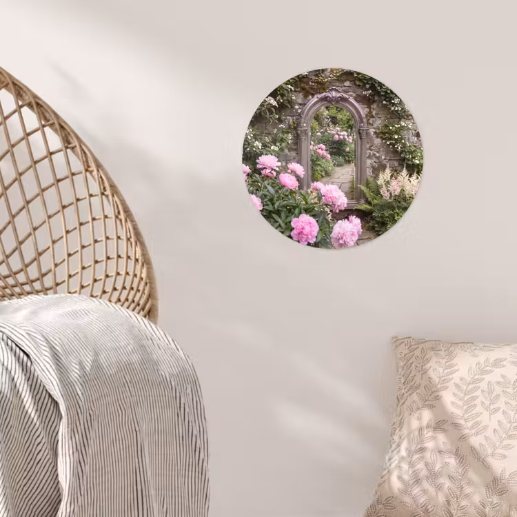 Runde Tapete - Spiegel – Garten – Blumen — 5