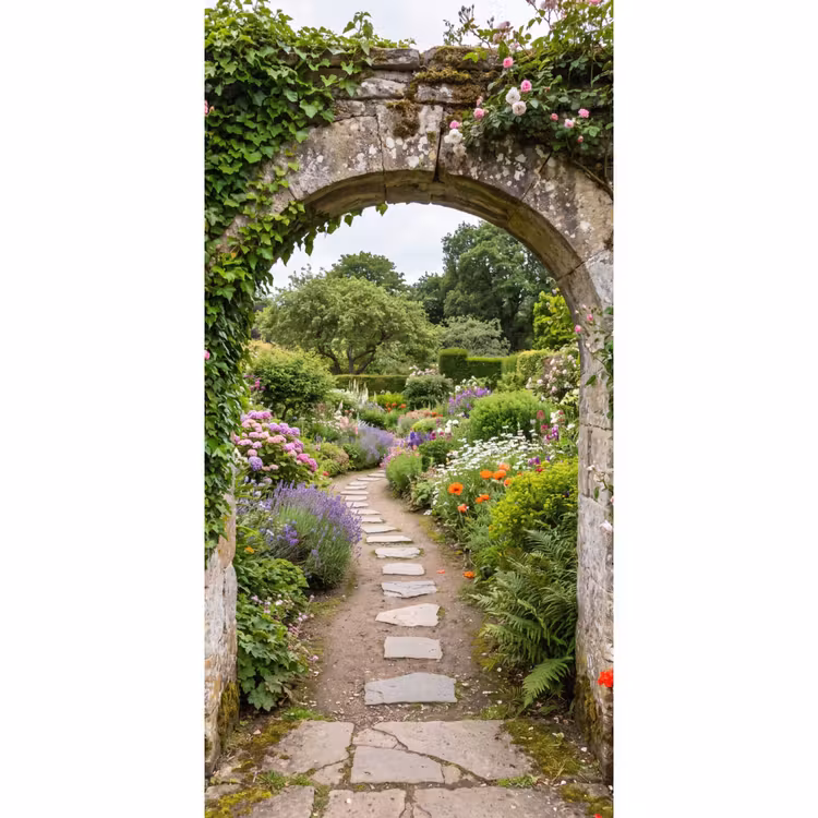 Tapete - Garten – Blumen – Weg — 2