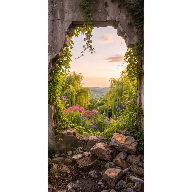 Tapete - Mauer – Natur – Blumen — 2