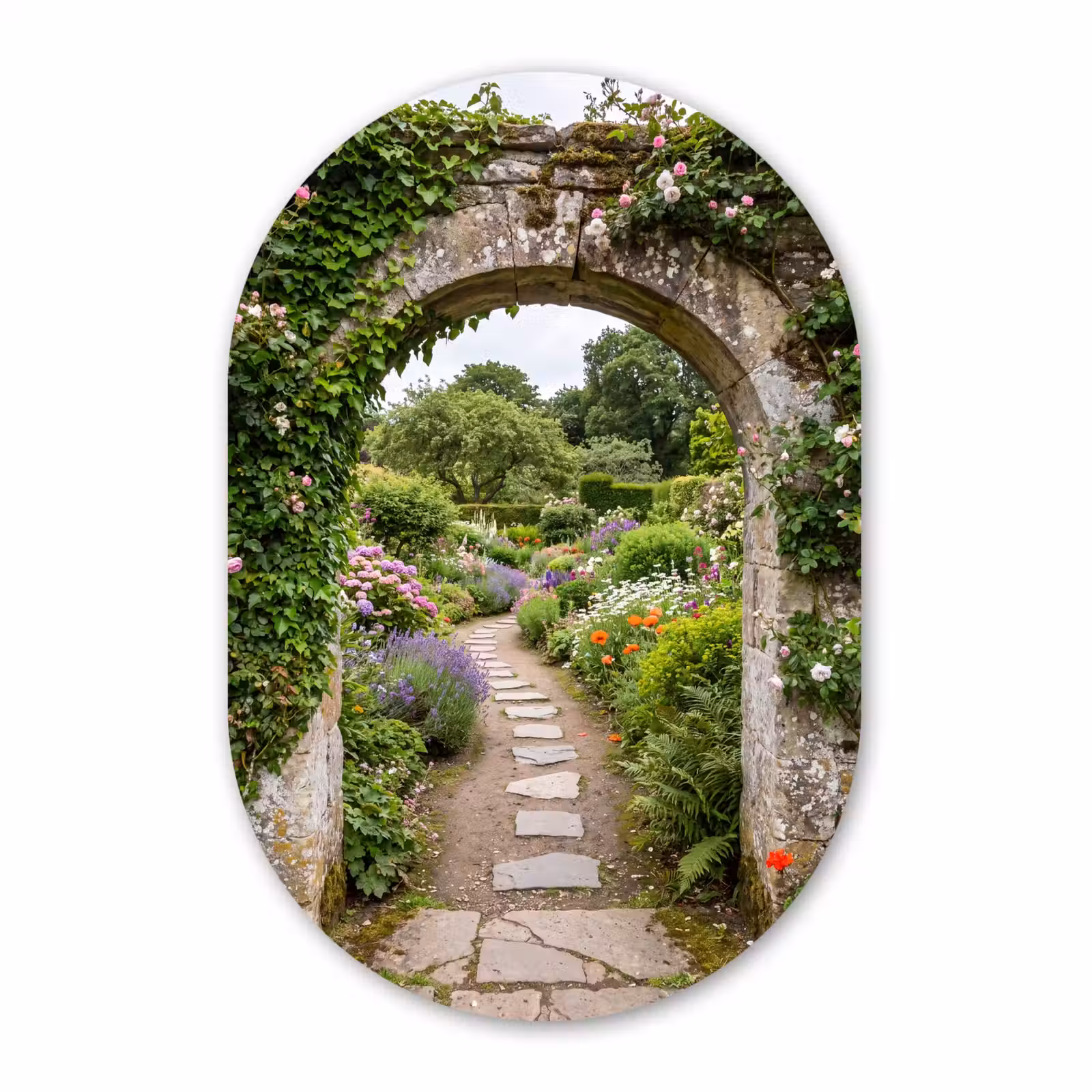 Forexbild Oval - Garten – Blumen – Weg — 1
