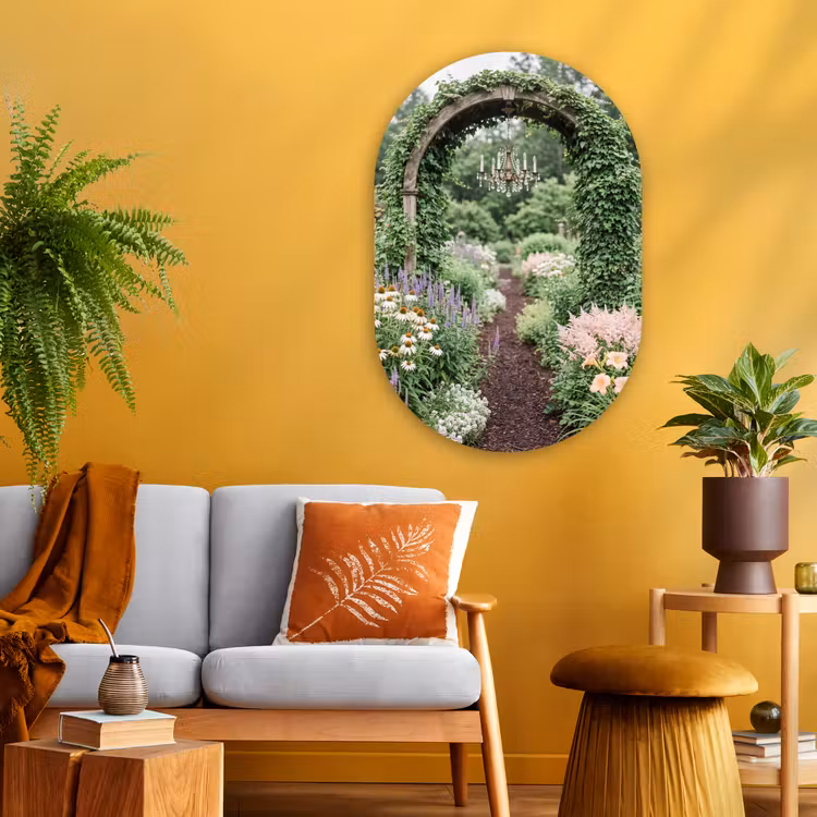 Glasbild Oval - Bogen – Garten – Natur — 3