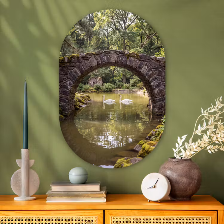 Glasbild Oval - Vogel – Wasser – Natur — 2