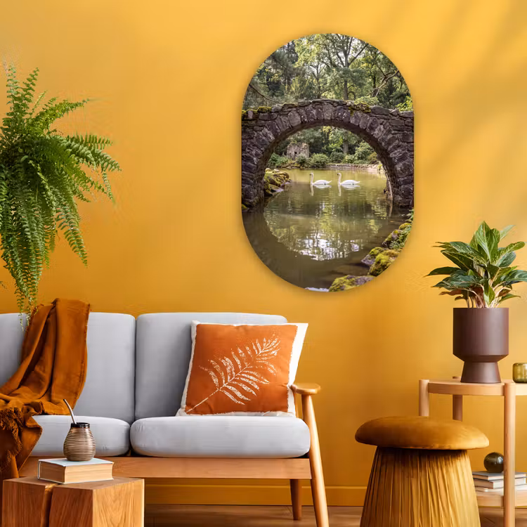Glasbild Oval - Vogel – Wasser – Natur — 3