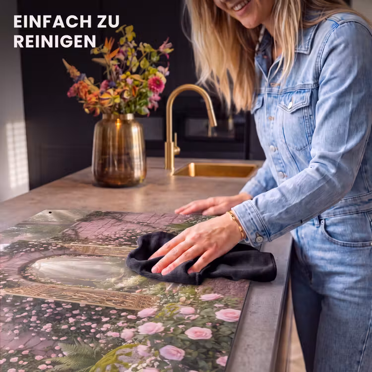 2-in-1 Herdabdeckplatte & Spritzschutz - Tor – Blumen – Märchen — 5