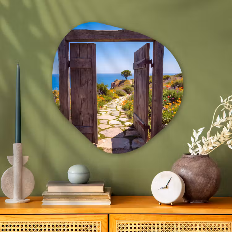 Glasbild Organische Form - Tor – Weg – Meer — 2