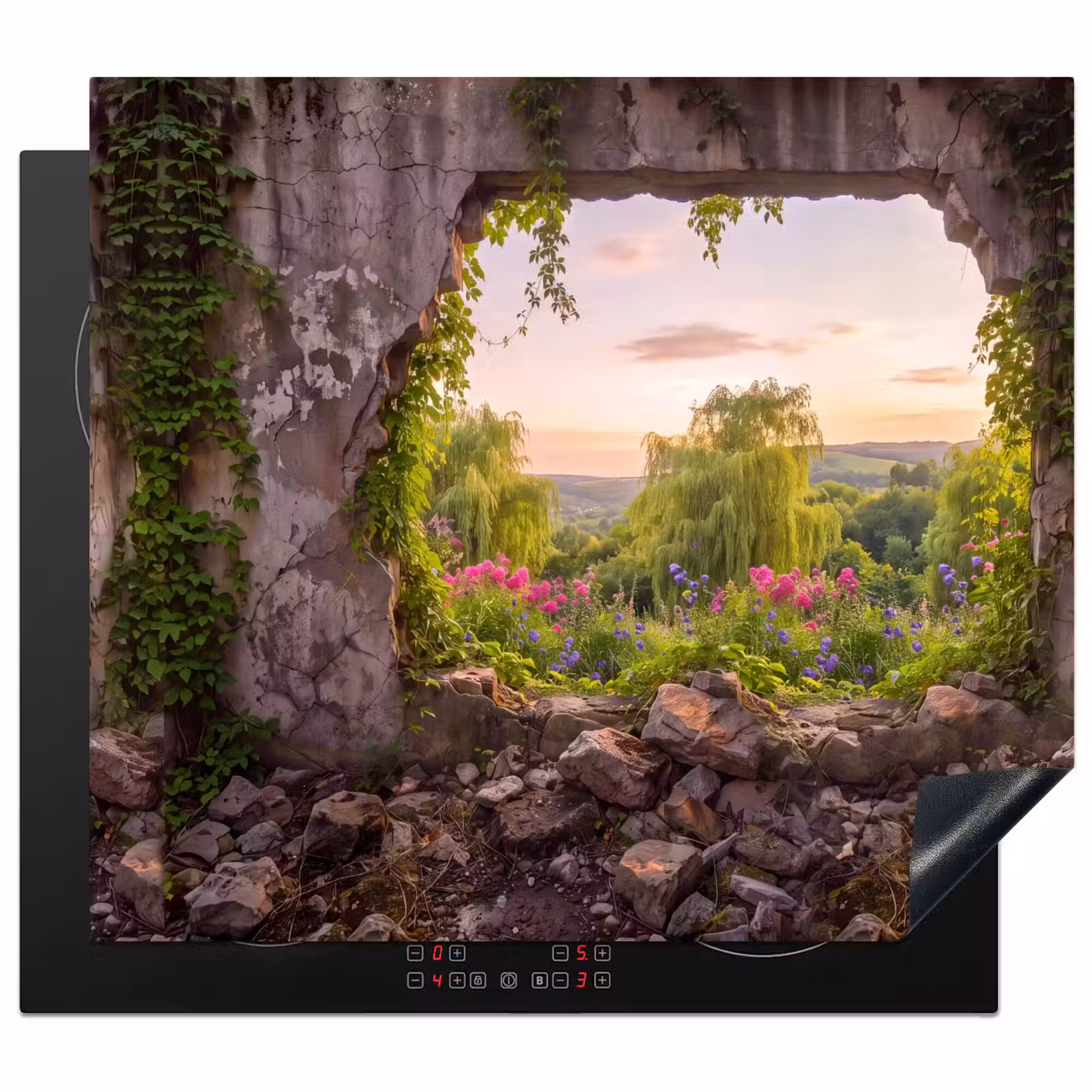 Herdabdeckplatte - Mauer – Natur – Blumen — 1
