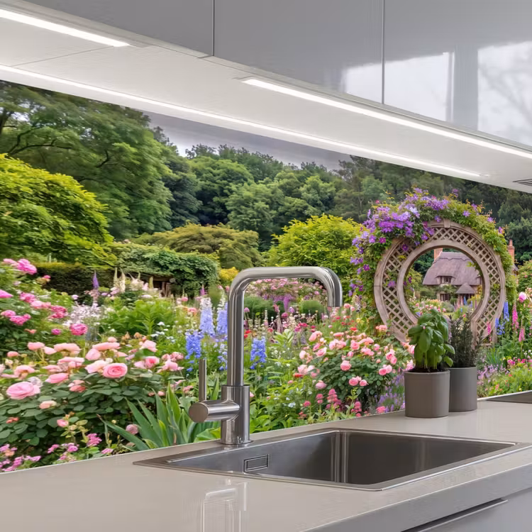Küchenrückwand - Garten – Bogen – Blumen — 2