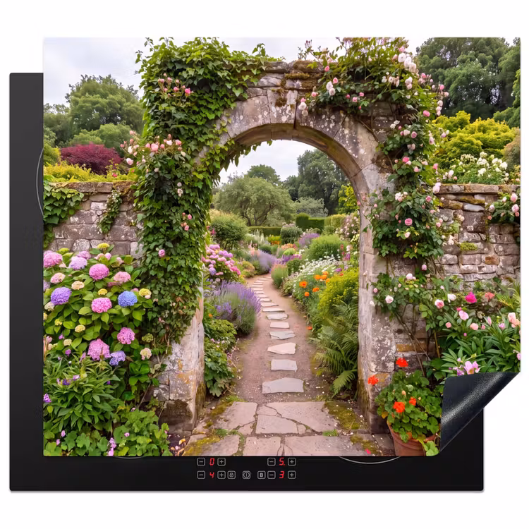 Herdabdeckplatte - Garten – Blumen – Weg — 1