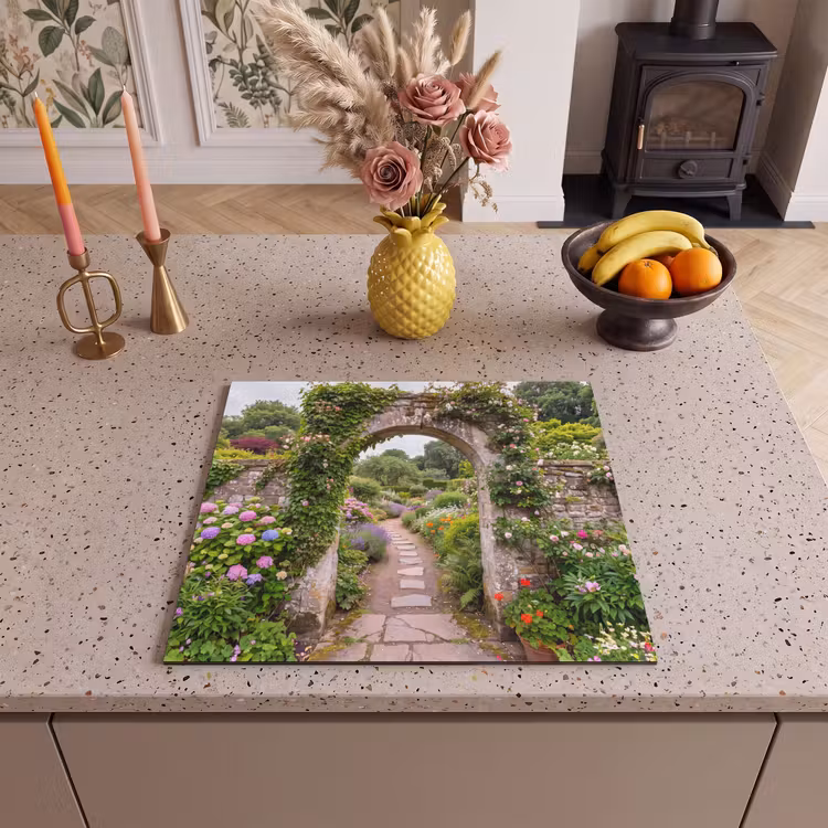 Herdabdeckplatte - Garten – Blumen – Weg — 2