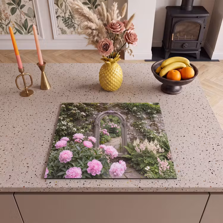 Herdabdeckplatte - Spiegel – Garten – Blumen — 2
