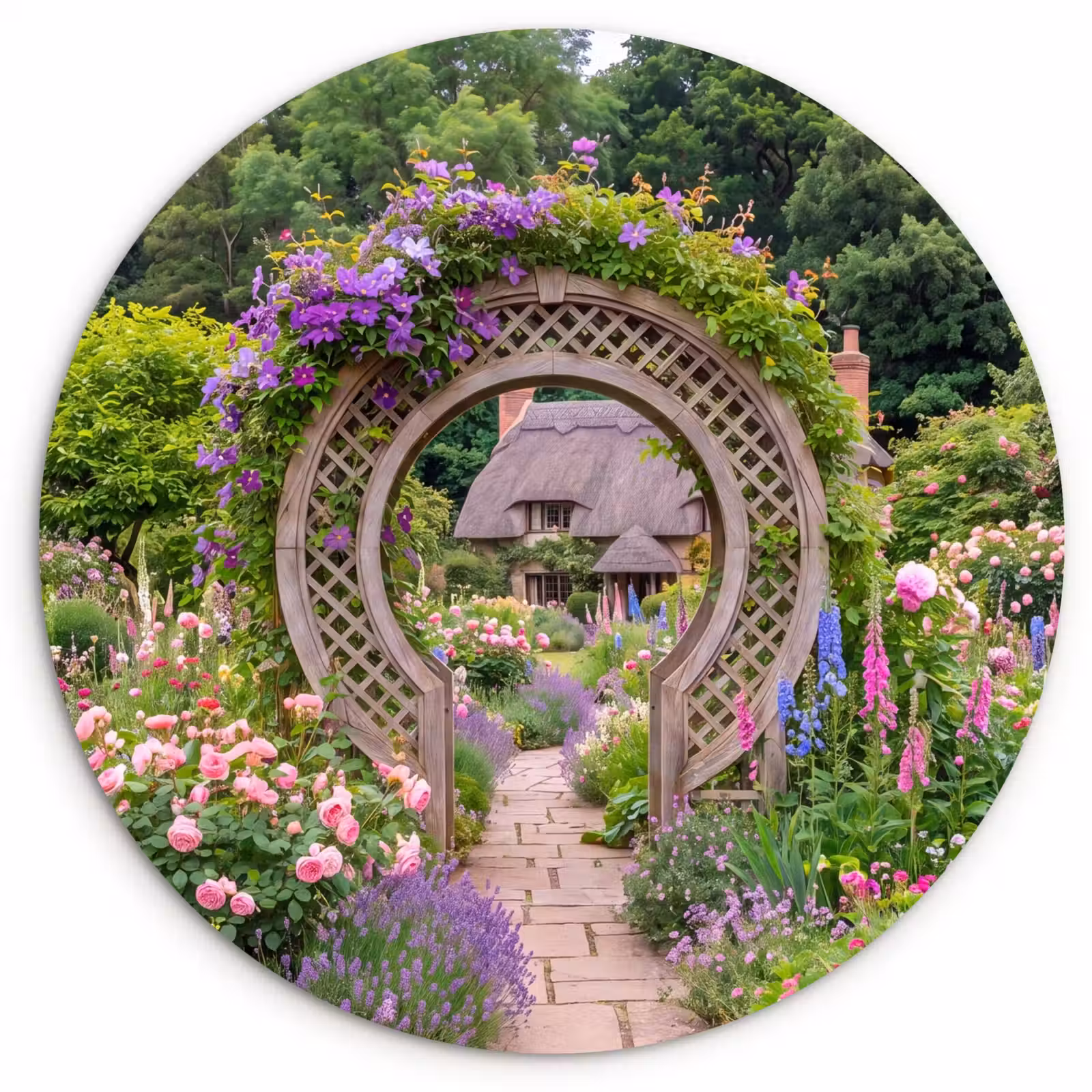 Forexbild Rund - Garten – Bogen – Blumen — 1