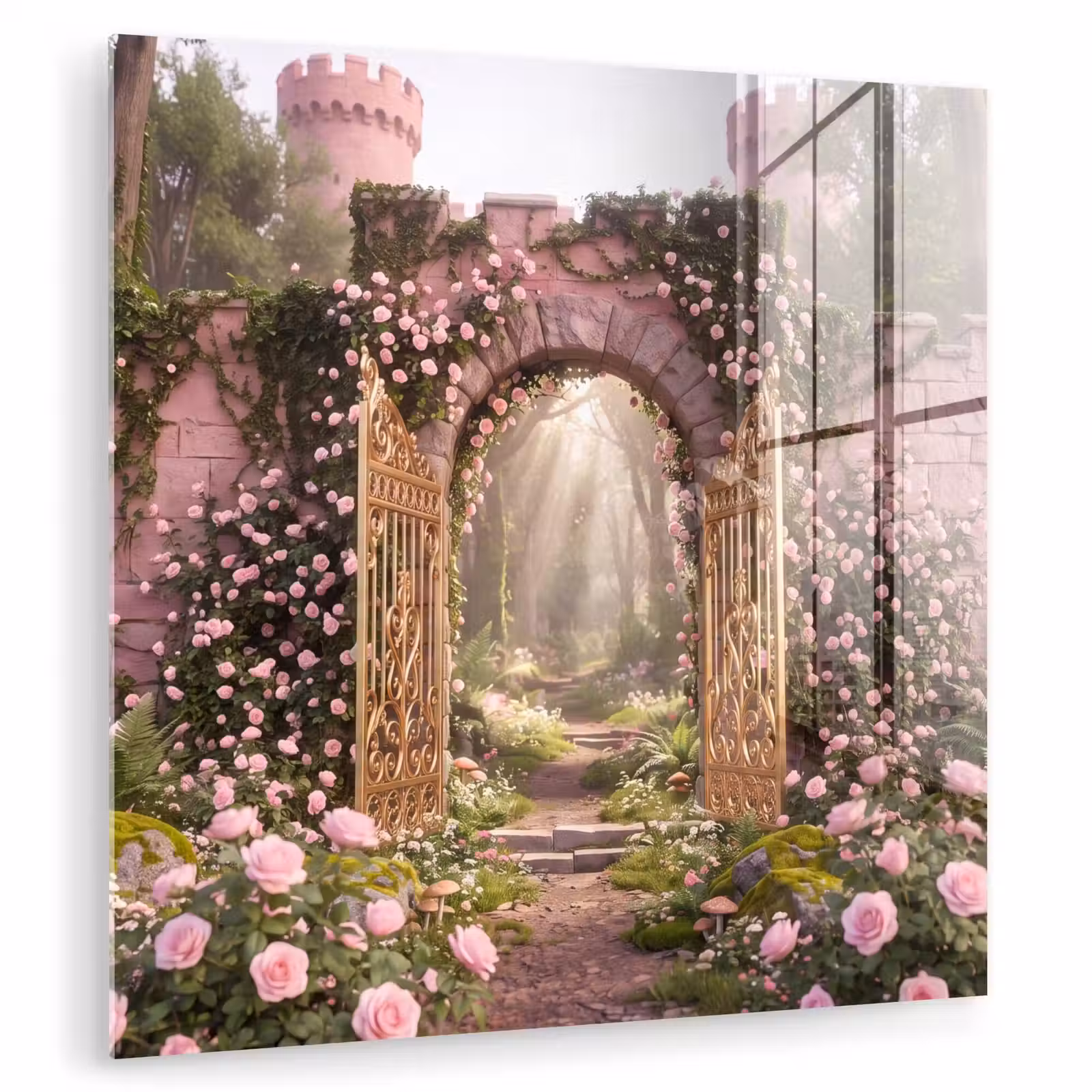 Glasbild - Tor – Blumen – Märchen — 1