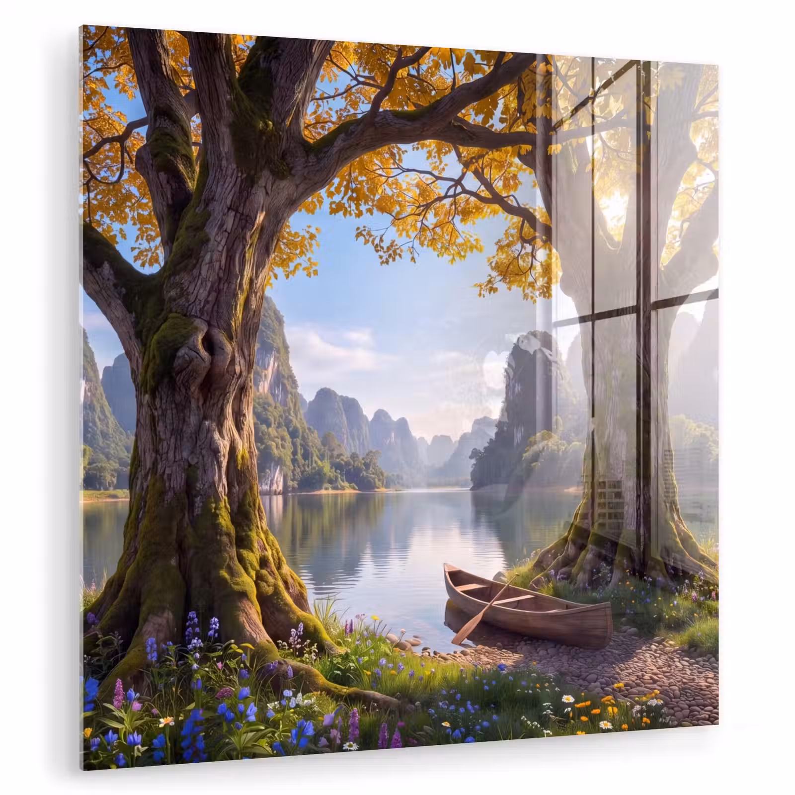 Glasbild - Natur – See – Berge — 1