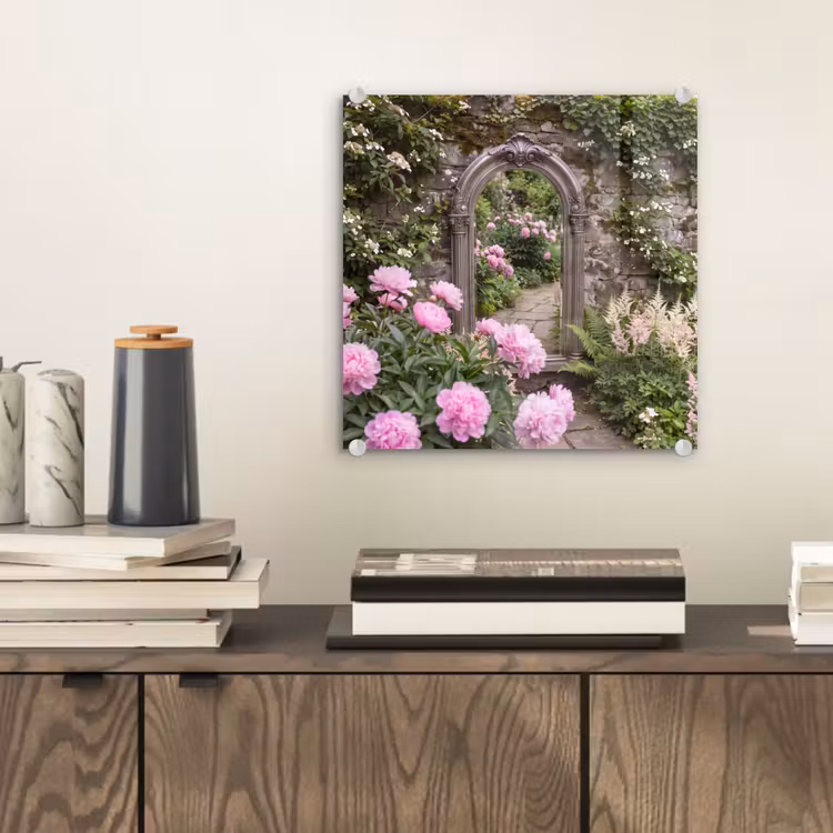 Glasbild - Spiegel – Garten – Blumen — 2