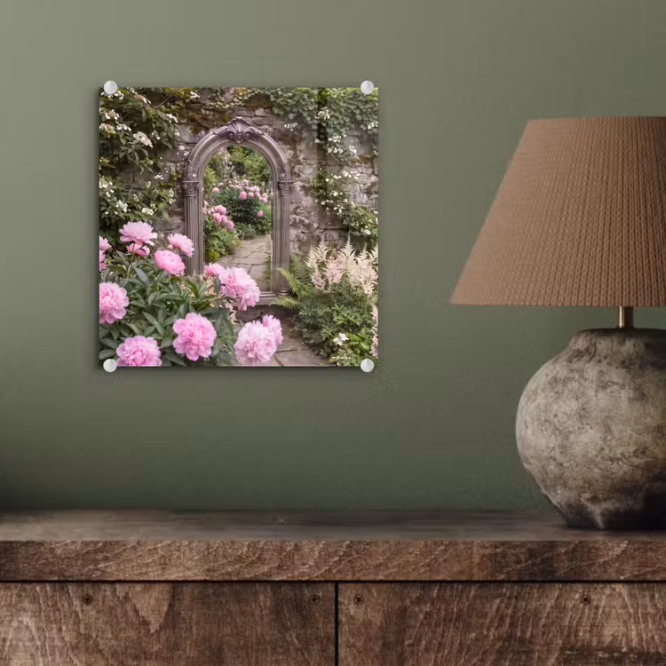 Glasbild - Spiegel – Garten – Blumen — 4