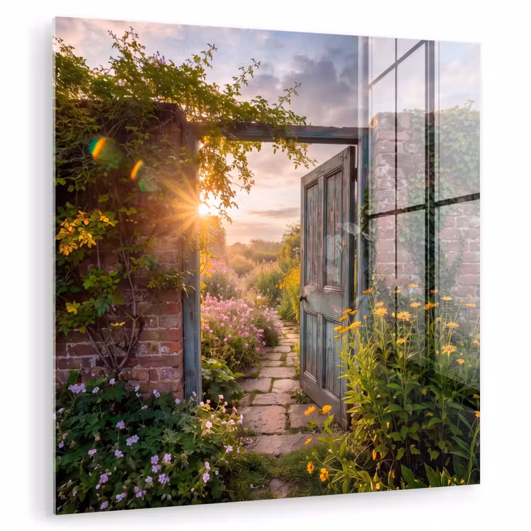 Glasbild - Tür – Garten – Natur — 1