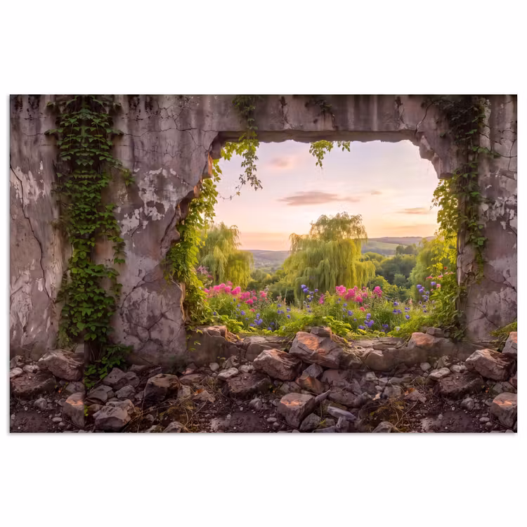 Poster - Mauer – Natur – Blumen — 1