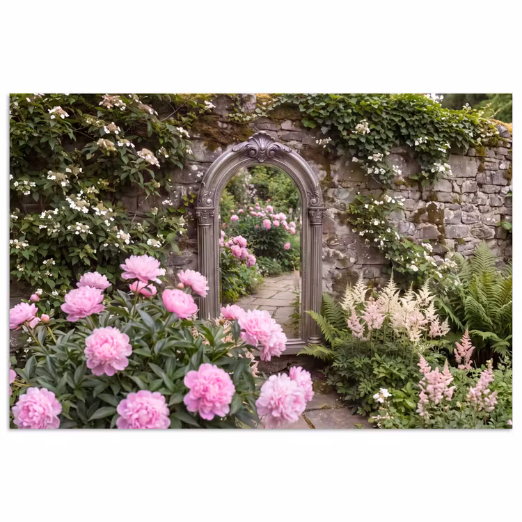 Poster - Spiegel – Garten – Blumen — 1
