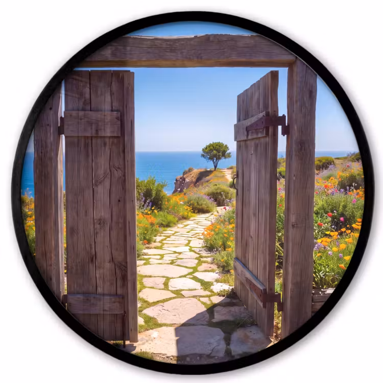 Poster im Rahmen Rund - Tor – Weg – Meer — 1