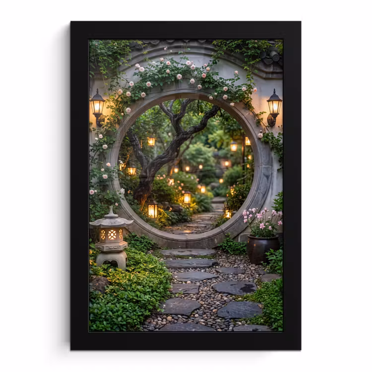 Bilder mit Rahmen - Tor – Garten – Beleuchtung — 1