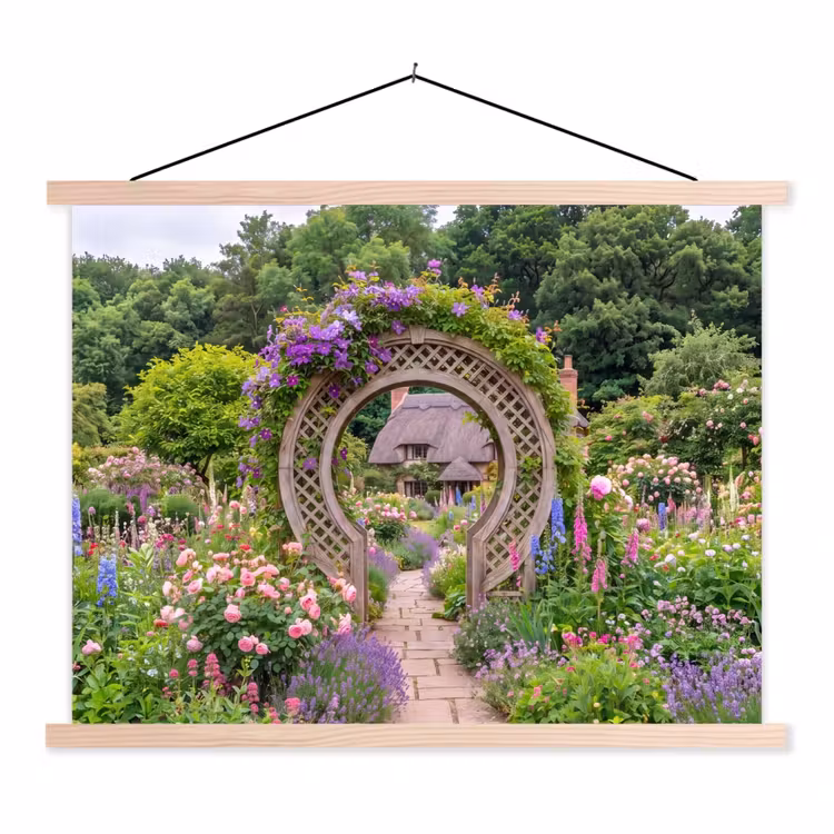 Stoffbild - Garten – Bogen – Blumen — 1