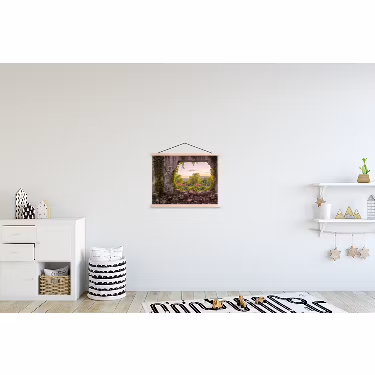 Stoffbild - Mauer – Natur – Blumen — 2