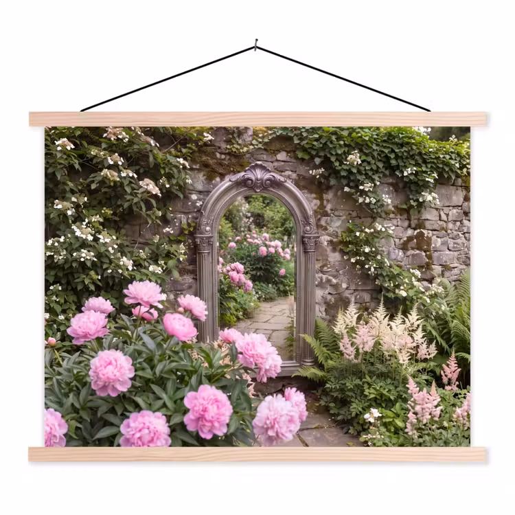 Stoffbild - Spiegel – Garten – Blumen — 1