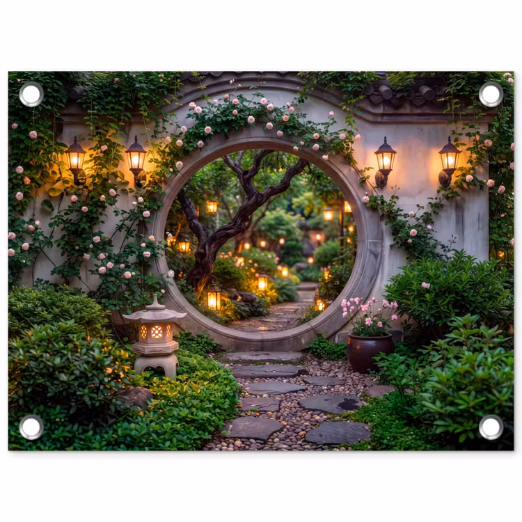 Gartenposter - Tor – Garten – Beleuchtung — 1
