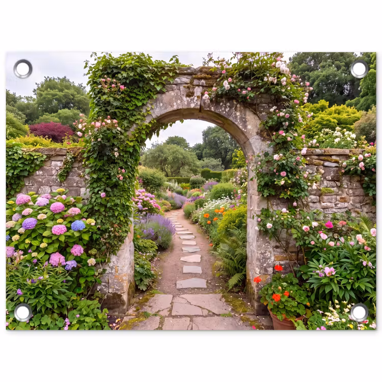 Gartenposter - Garten – Blumen – Weg — 1