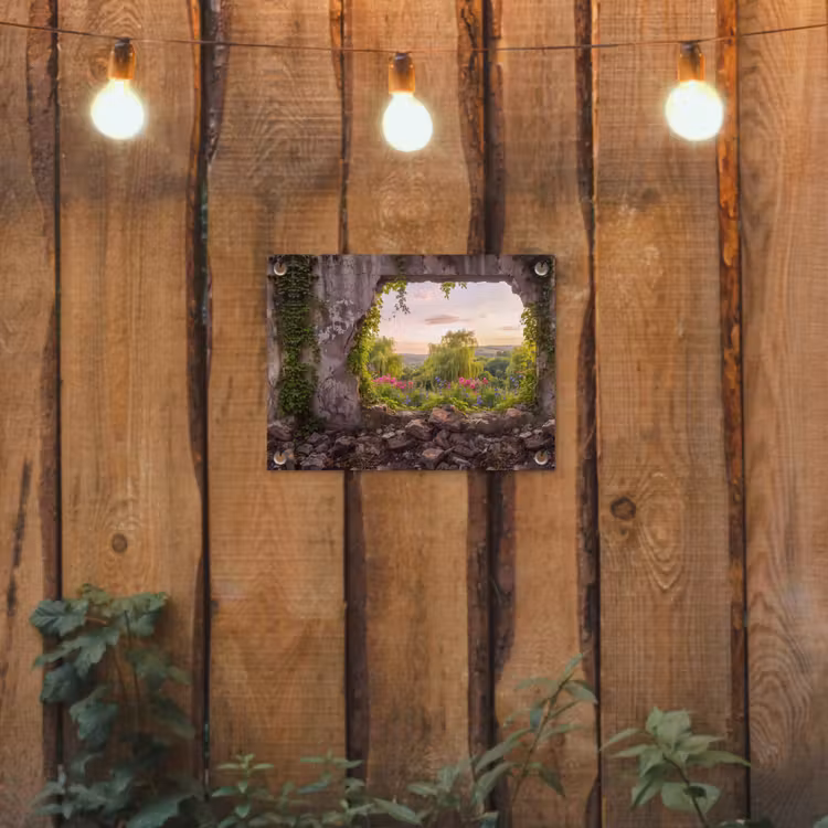 Gartenposter - Mauer – Natur – Blumen — 2