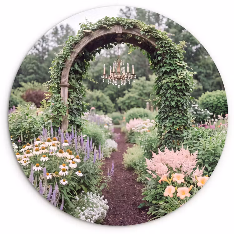 Glasbild Rund - Bogen – Garten – Natur — 1