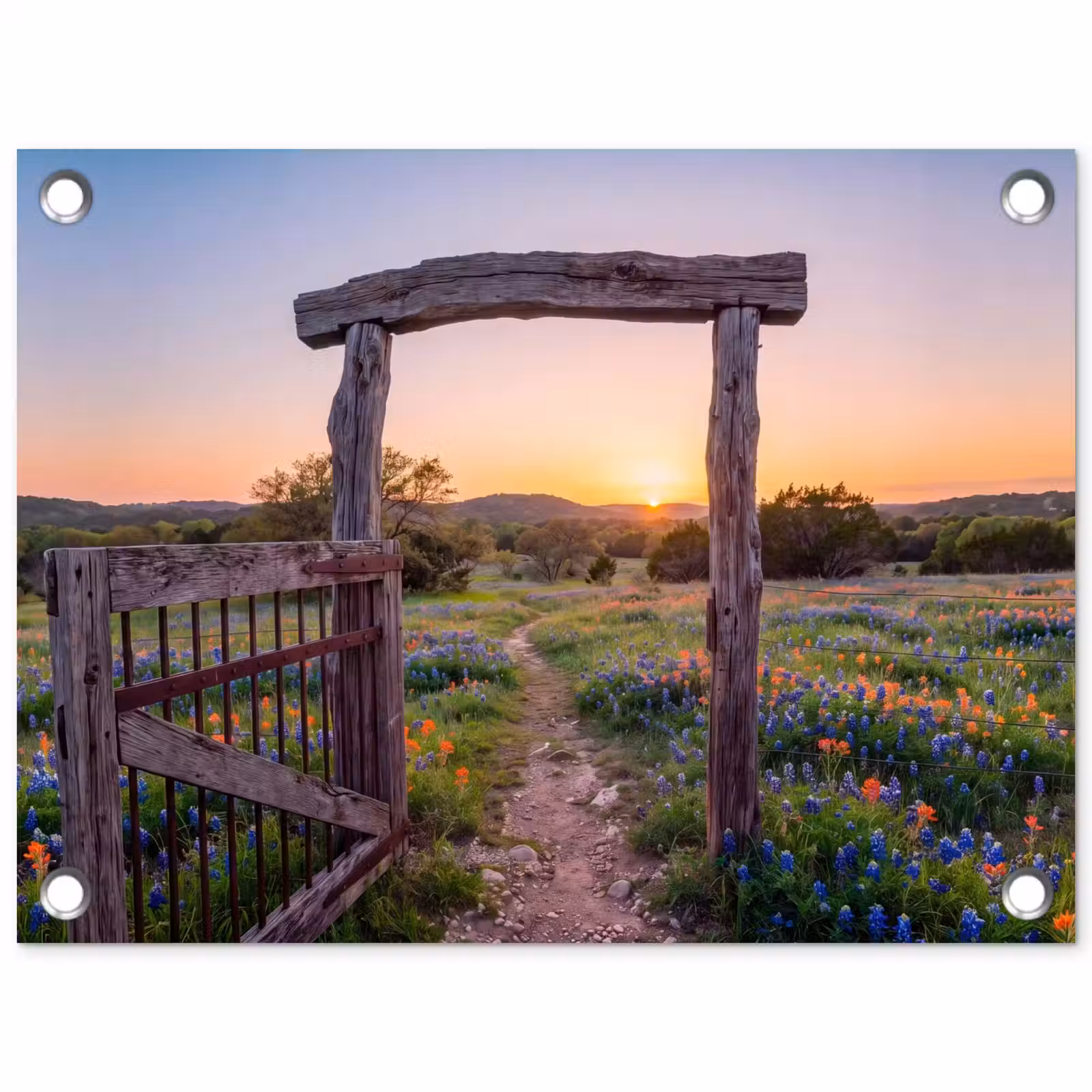 Gartenposter - Tor – Blumen – Natur — 1