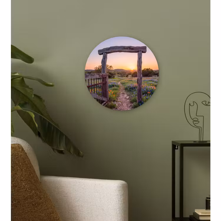 Glasbild Rund - Tor – Blumen – Natur — 3