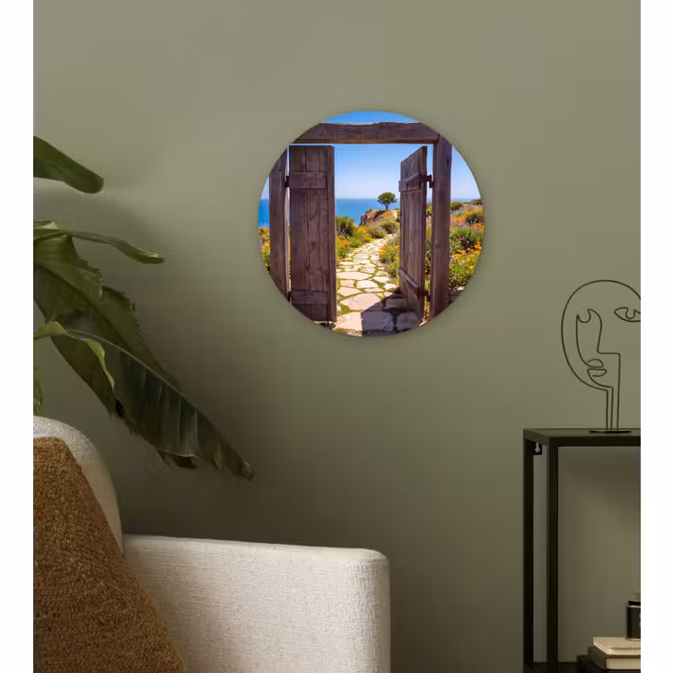 Glasbild Rund - Tor – Weg – Meer — 3
