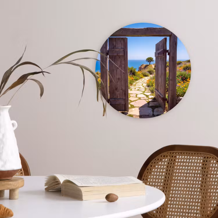 Glasbild Rund - Tor – Weg – Meer — 4