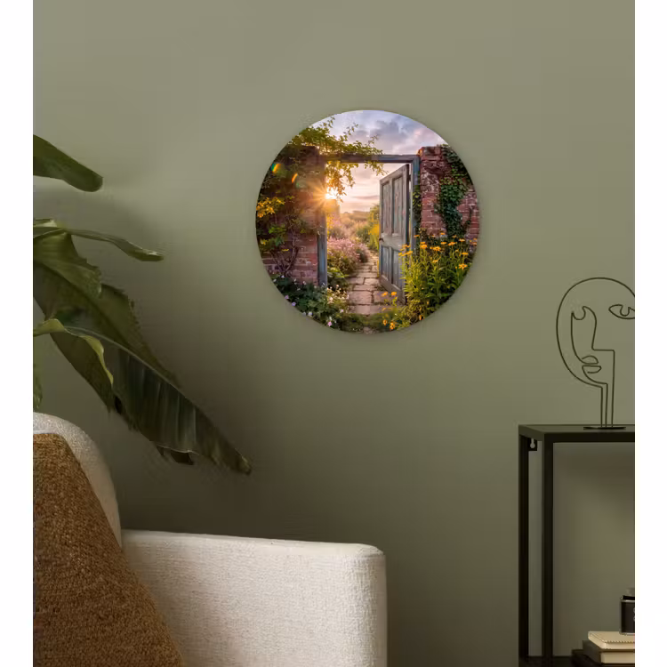 Glasbild Rund - Tür – Garten – Natur — 3