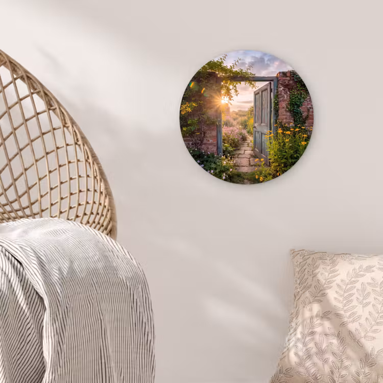 Glasbild Rund - Tür – Garten – Natur — 5