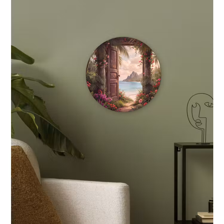 Glasbild Rund - Tür – Strand – Natur — 3