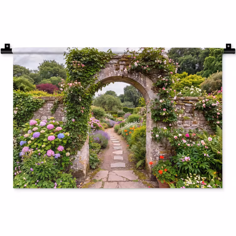Wandteppich - Garten – Blumen – Weg — 1