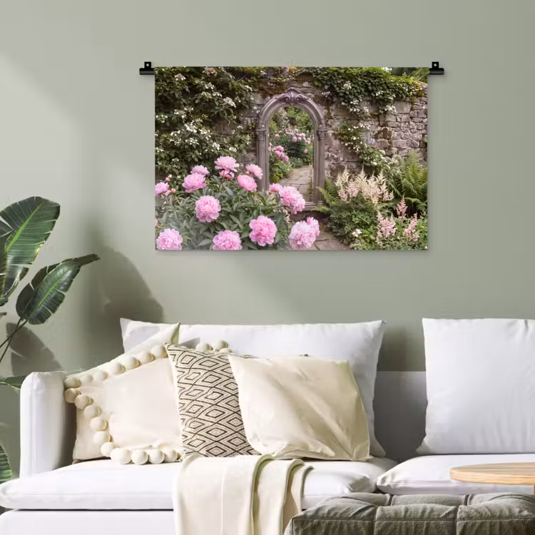Wandteppich - Spiegel – Garten – Blumen — 4