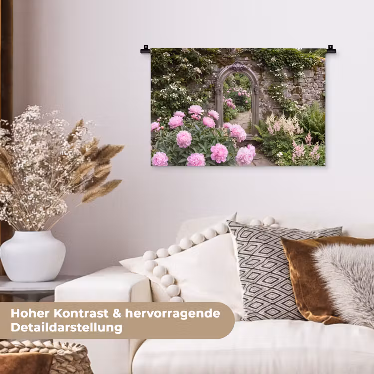 Wandteppich - Spiegel – Garten – Blumen — 6